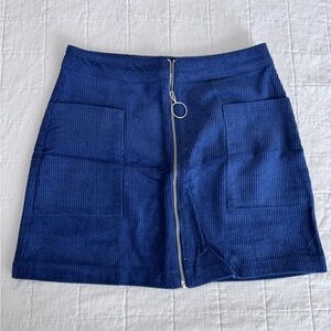 Francesca's Collections Royal Blue Corduroy Mini Skirt with Front Zip